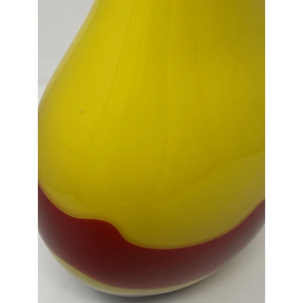 Yellow Red Brown Swirl Art Glass Vase Glossy Decorative Finish